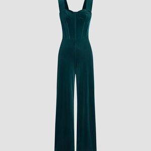 Retro-inspired Deep Forest Green Jumpsuit